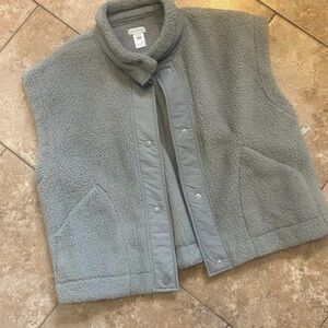 Multiples Light Gray Fleece Vest